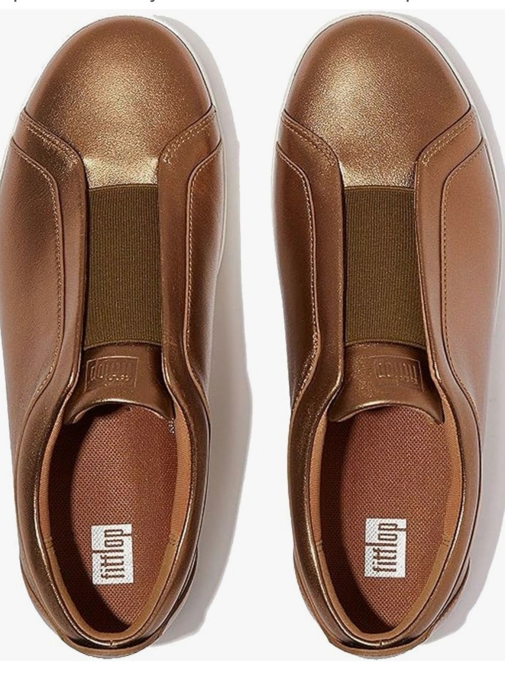 NIB FitFlop Rally Leather Metallic Bronze Slip-On Sneaker Size 8.5 EU 40